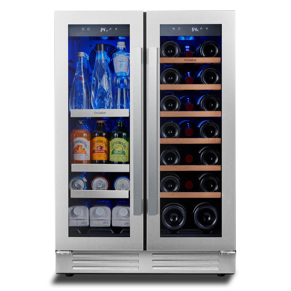 24'' Dual Zone Wine and Beverage Fridge with French Door